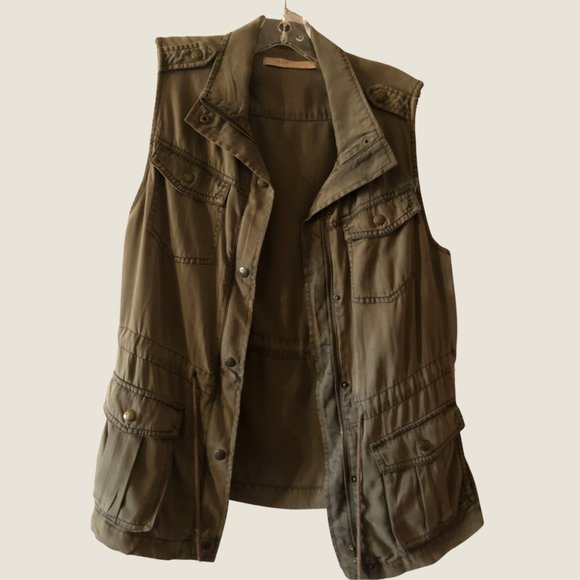 Max Jeans Military Sleeveless Vest Jacket, Size Small - Picture 2 of 13